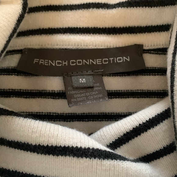 French connection Cowell neck sweater. Black and white stripes. - Picture 2 of 3